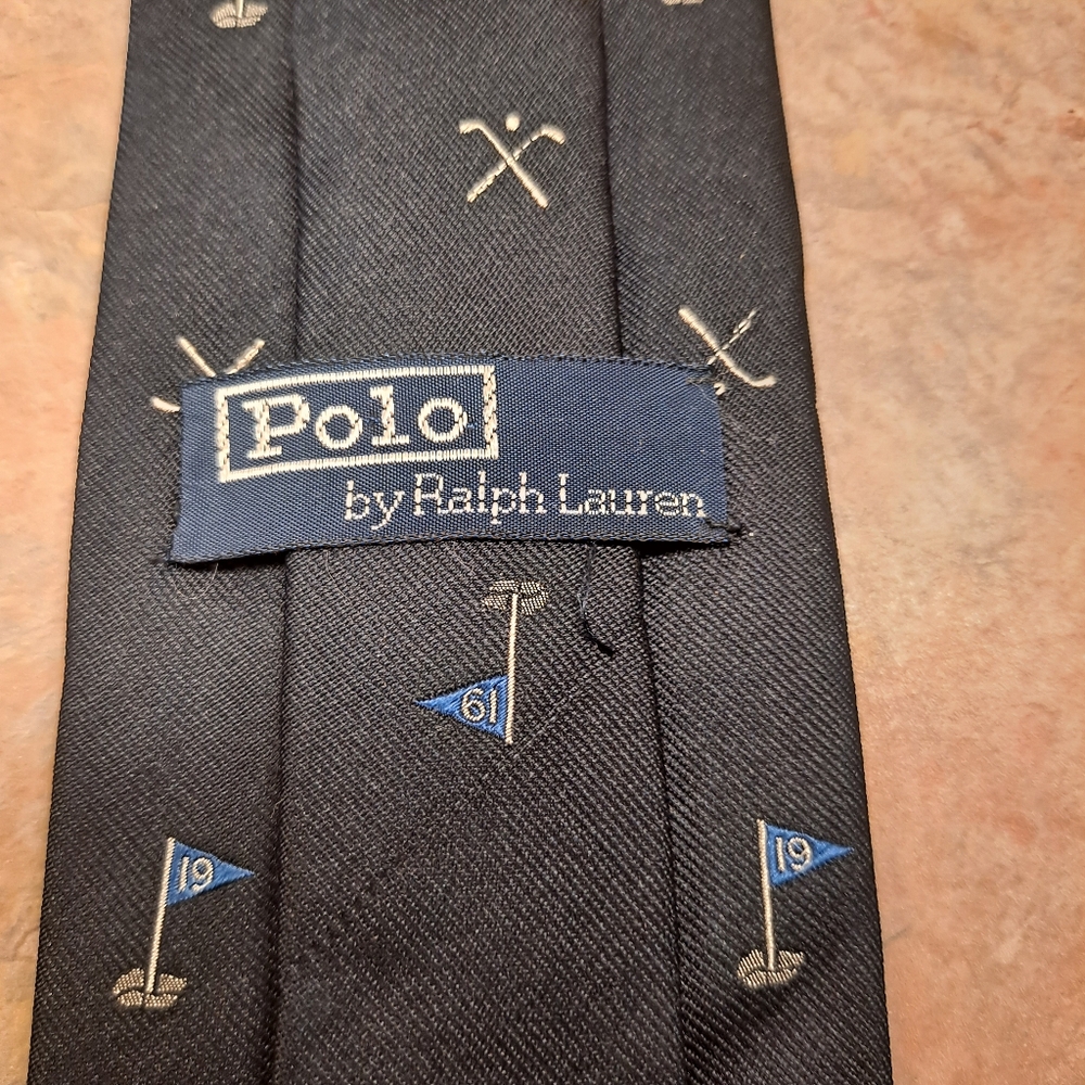Vintage Polo by Ralph Lauren Navy 19th Hole Golf Tie 55" X 3" - Picture 4 of 7